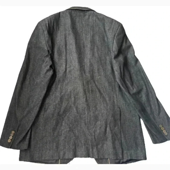VITTORIO ST ANGELO MENS DENIM JEAN SPORTS BLAZER BLAXK GRAY POCKETS SIZE 44 LONG - Picture 4 of 14
